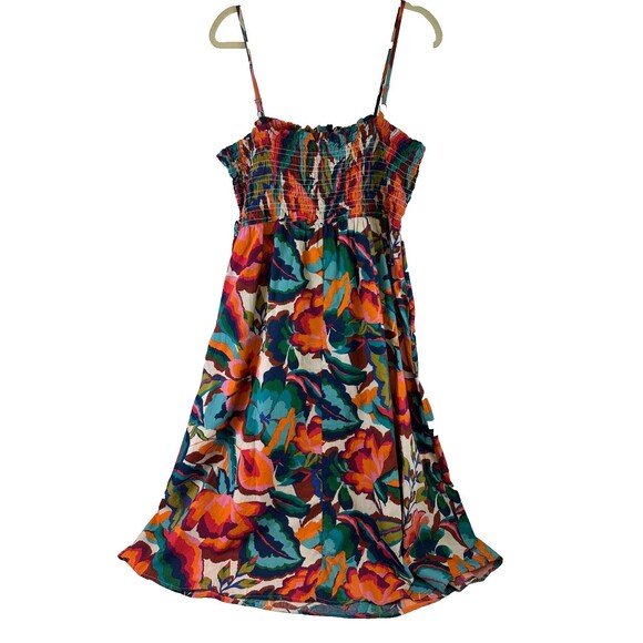 Maurices Bright Floral Smocked Poplin Midi Dress Multicolored Pockets Womens XXL - Picture 5 of 13